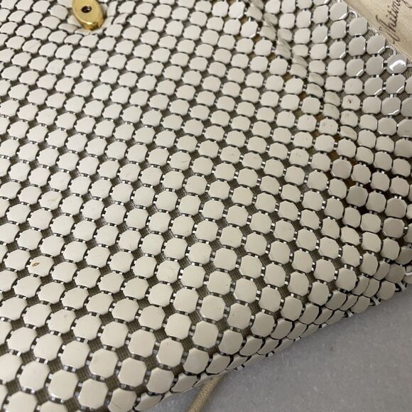 VTG 70s 80s Cream Whiting & Davis Chain Metal Mesh Clutch / Shoulder Bag Purse - Picture 12 of 14